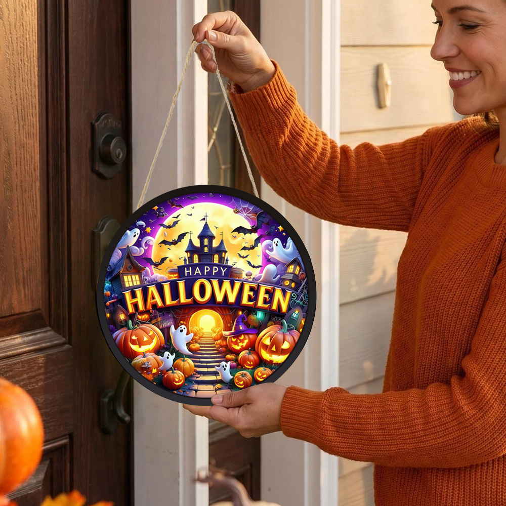 Round Glowing Halloween Hangin - Home Decor Lighting Tricks recension och pris