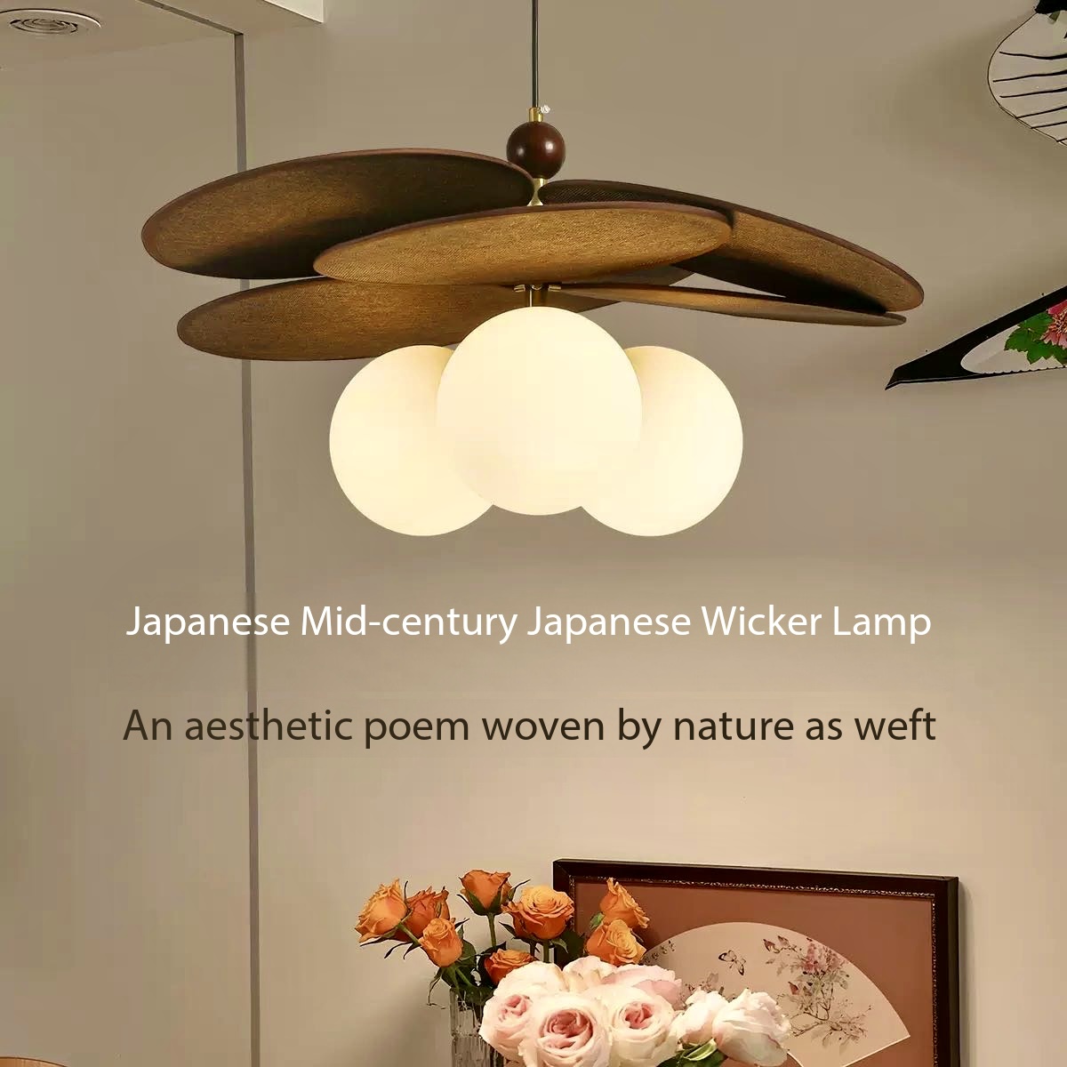 Vintage Rattan Ceiling Chandel - Japanese Lighting Decor recension och pris