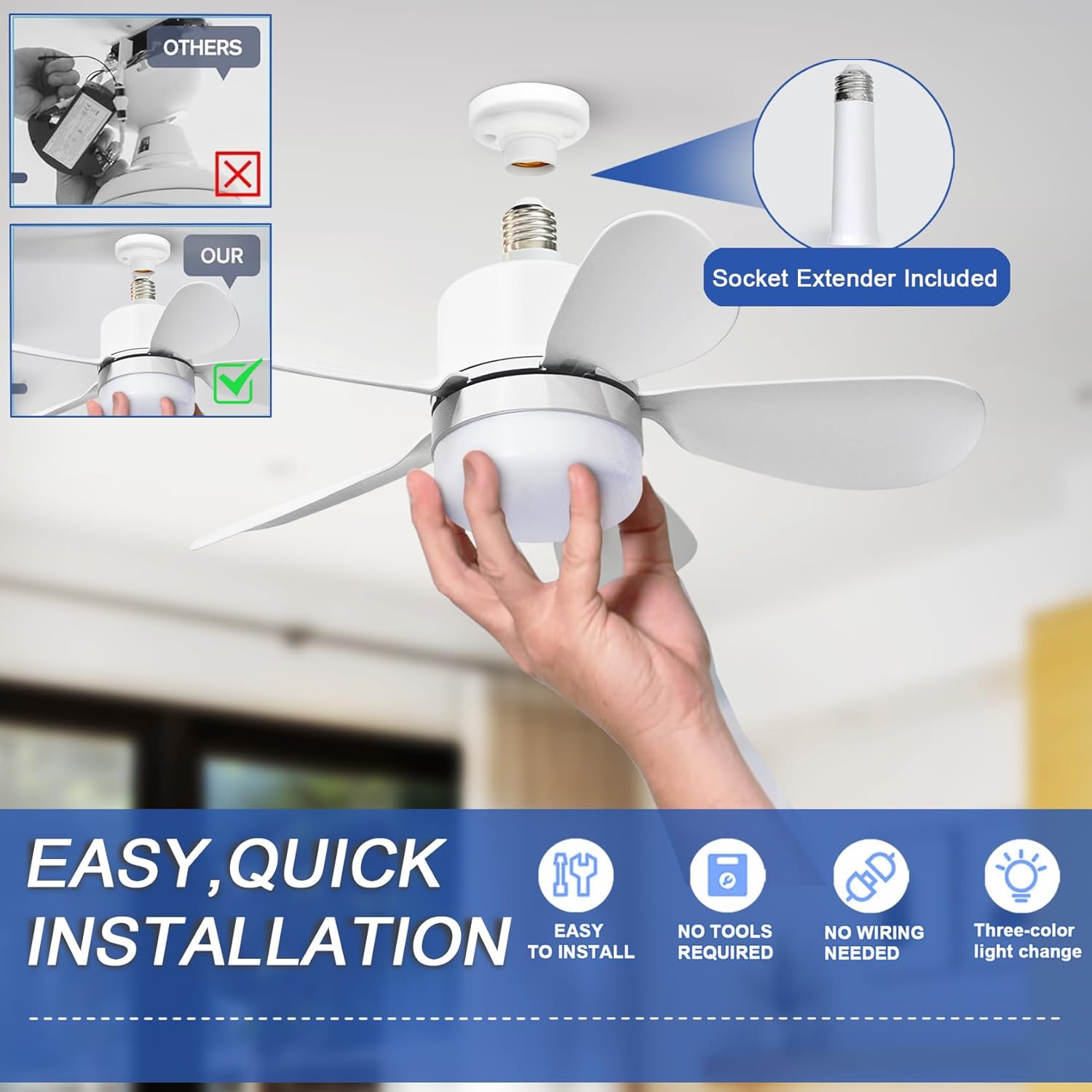 Socket Fan Light with Remote,  - Lighting Decor Room recension och pris