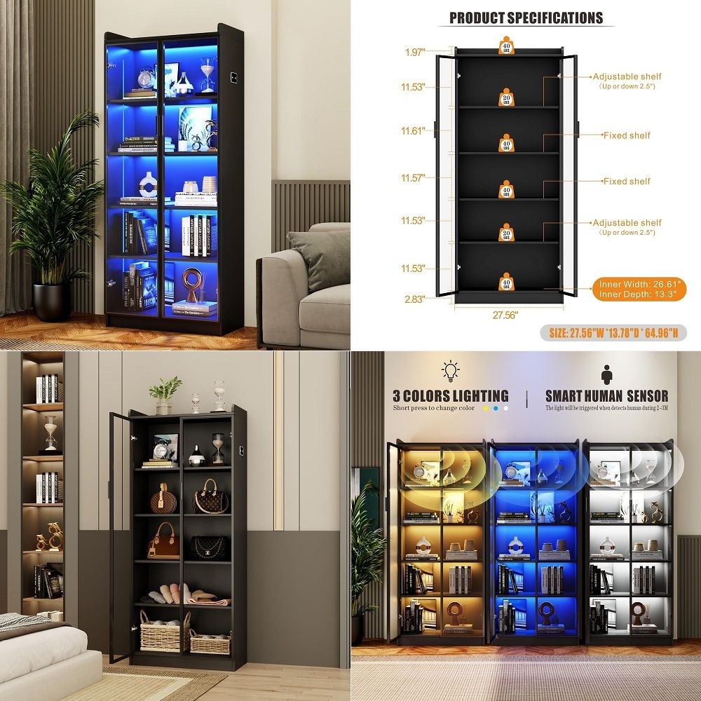 Display Cabinet with Adjustabl - Lighting & Home Decor Studio recension och pris
