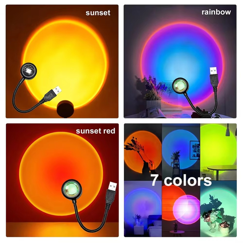 1-4pcs Sunset Lamp LED Rainbow - Sunset Lamp Projection recension och pris