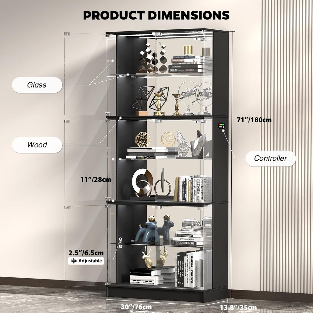 Display Cabinet with Glass Doo - Lighting & Home Decor Studio recension och pris