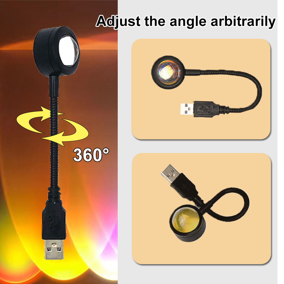 1x USB Sunset Lamp LED Rainbow - Sunset Lamp Projection recension och pris