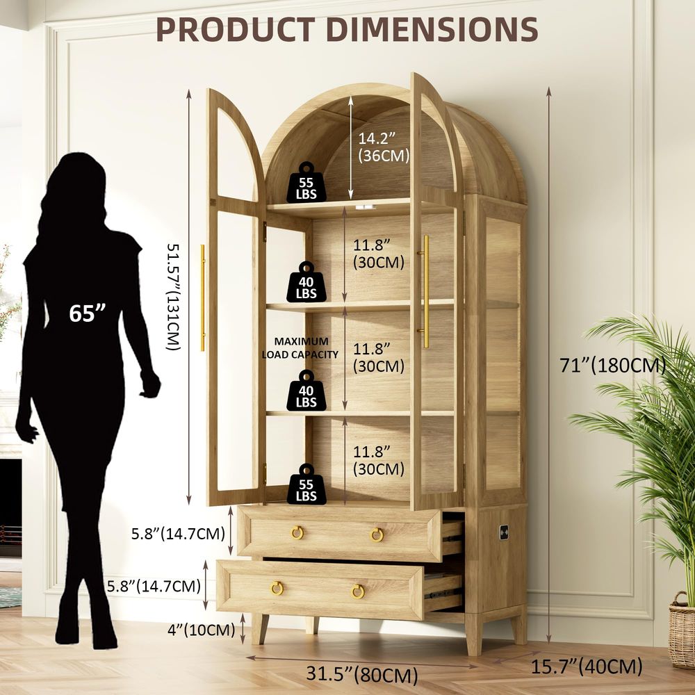 71 Arched Curio Cabinet with G - Lighting & Home Decor Studio recension och pris