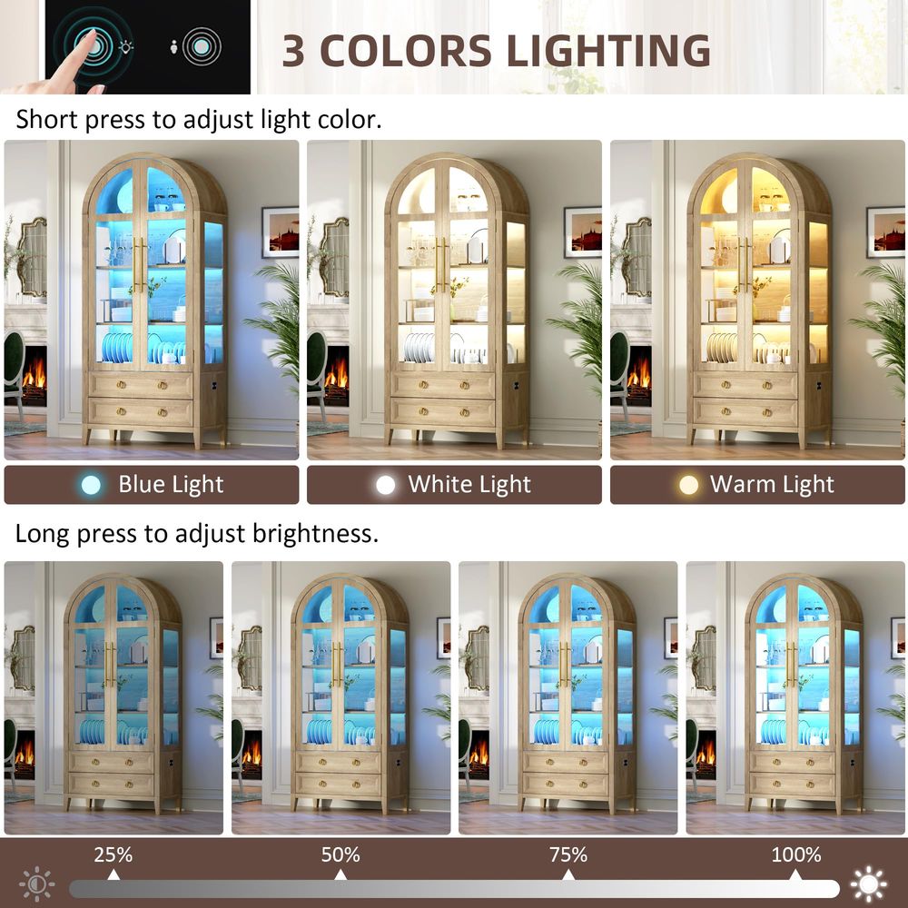 71 Arched Curio Cabinet with G - Lighting & Home Decor Studio recension och pris