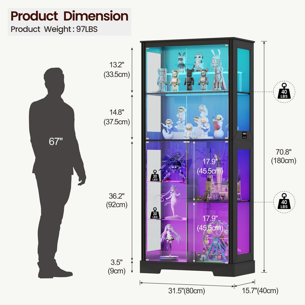 Lighted Corner Display Curio C - Lighting & Home Decor Studio recension och pris