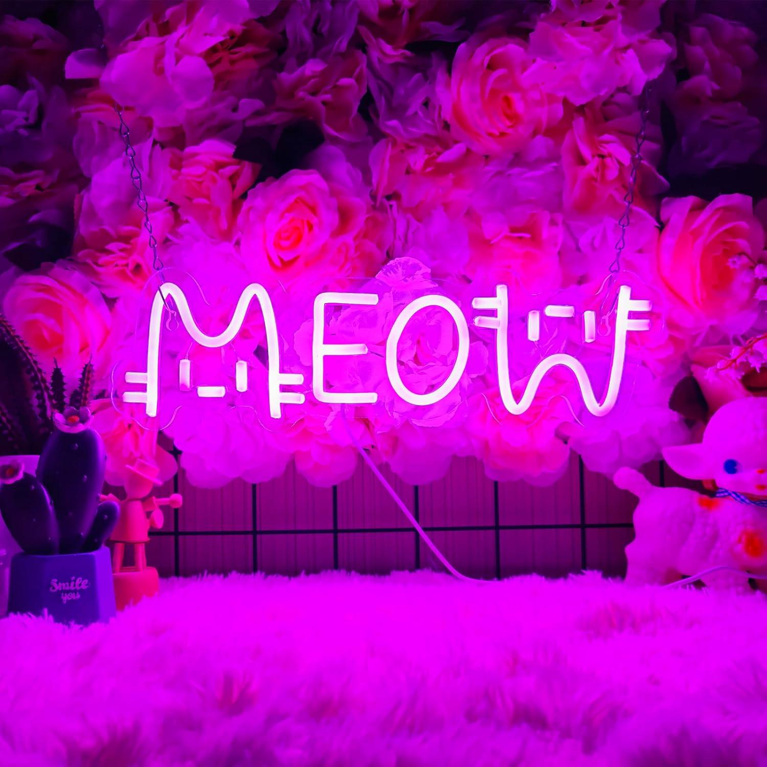 Meow Neon Sign Cat USB Powered - Lighting Decor For House recension och pris