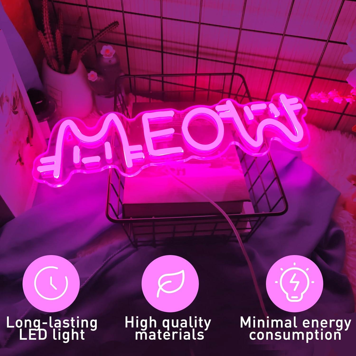 Meow Neon Sign Cat USB Powered - Lighting Decor For House recension och pris