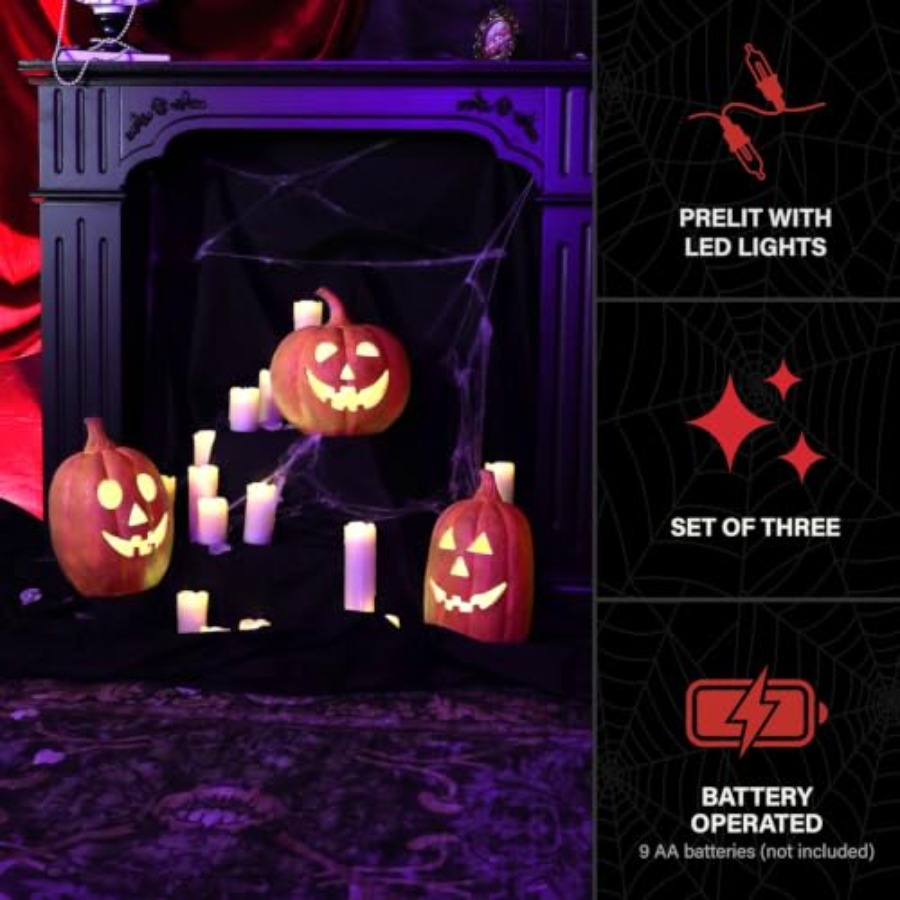 3-Piece Spooky Lighted LED Jac - Orange Lighting Decor recension och pris