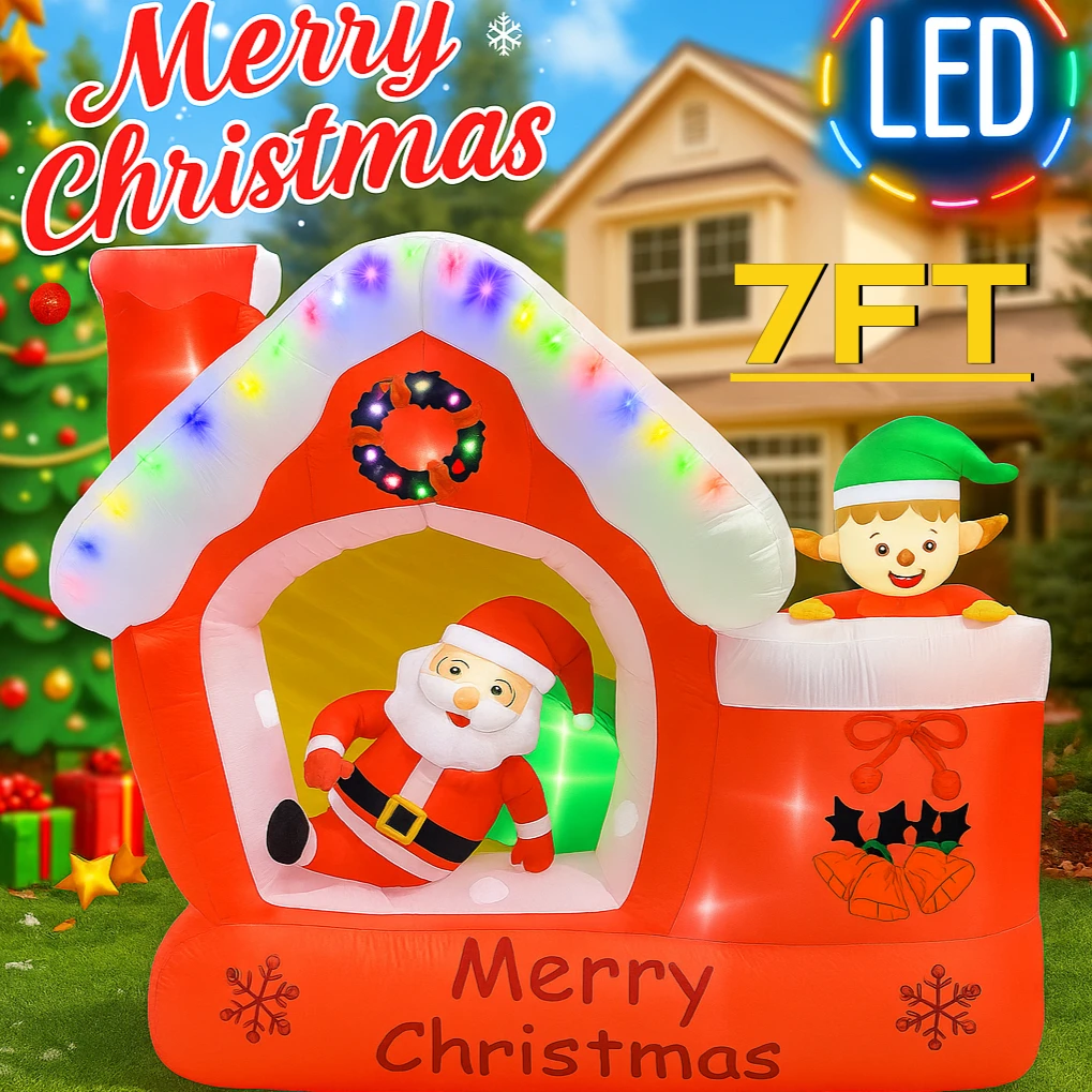 7FT Giant Christmas Inflatable - Santa'S Elves Holiday Lighting & Decor Llc recension och pris