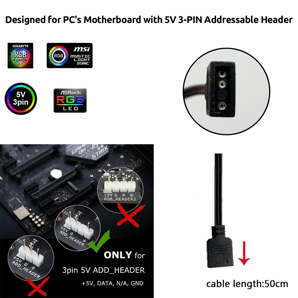 5V ARGB 3Pin Header for Asus A - Decor Lighting Address recension och pris