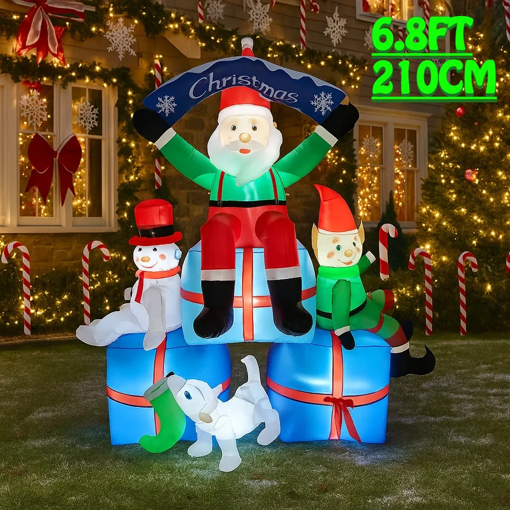 2.1M/6.8FT Santa Snowman Elf D - Santa'S Elves Holiday Lighting & Decor Llc recension och pris