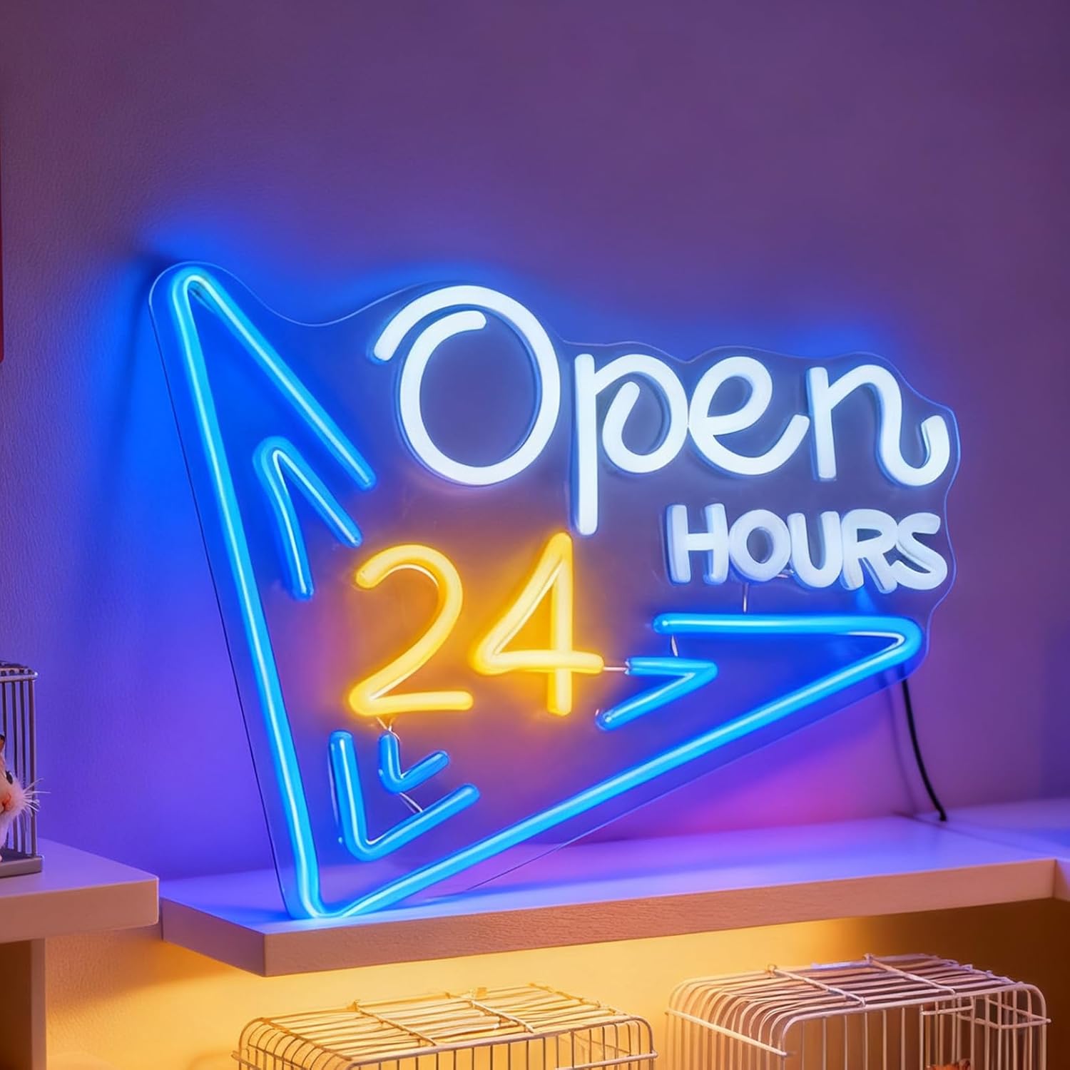 24 Hours Open Neon Sign LED Ne - Decor Lighting Opening Hours recension och pris