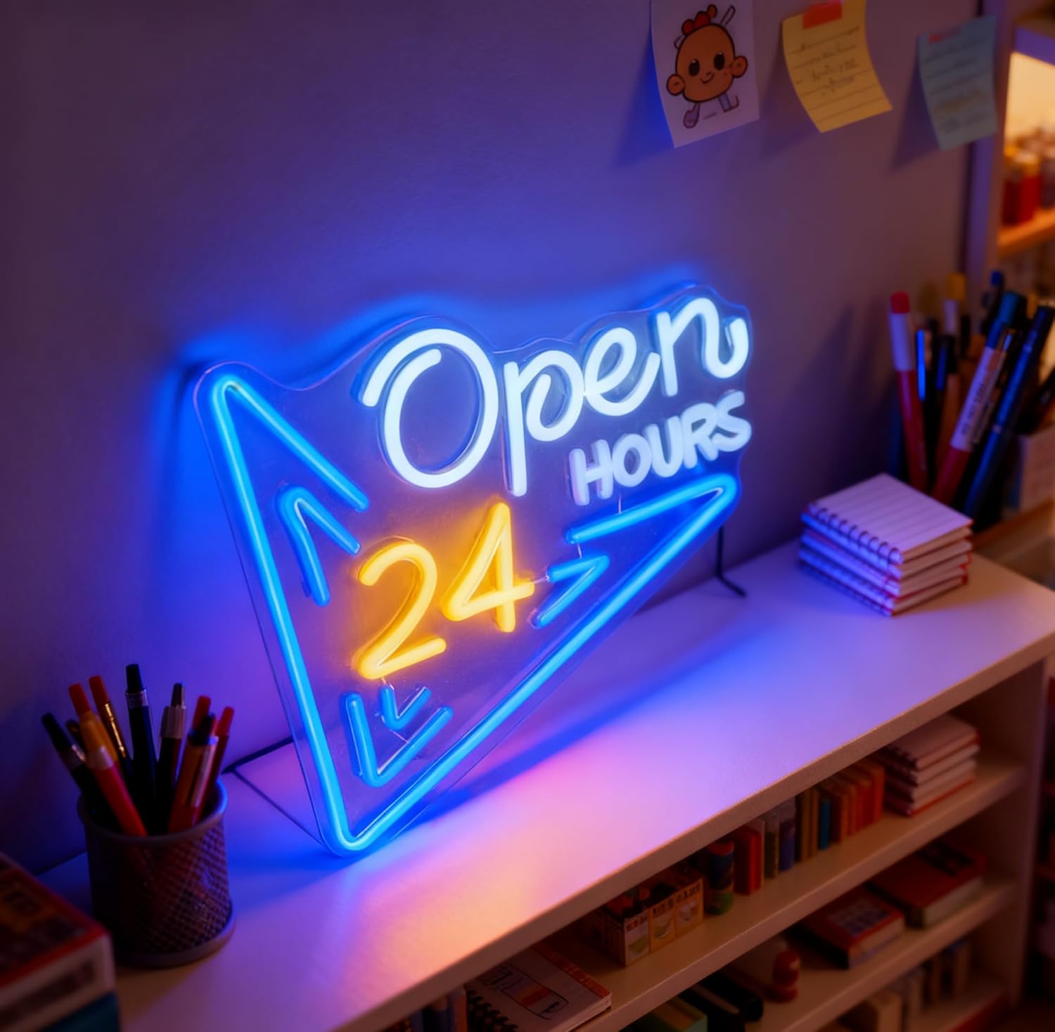 24 Hours Open Neon Sign LED Ne - Decor Lighting Opening Hours recension och pris